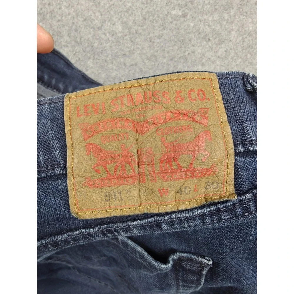 Levi's 541 Jeans Mens 40x30 Blue Dark Wash Athletic Taper Stretch Denim Zip Fly